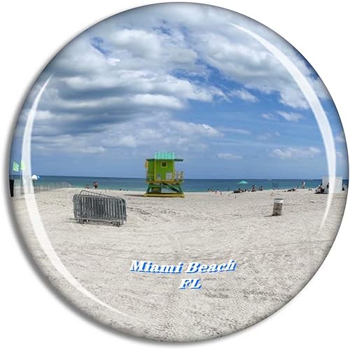 Imanes de cristal para nevera, Miami Beach, South Beach, Florida, Estados Unidos, recuerdo de viaje, divertido adhesivo para regalo, decoración del