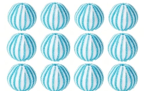 VASIN Boule Anti Poils Machine a Laver, 12 Pièces Attrape Poils Machine a Laver Réutilisable Boule Anti Poil Pour les Poils d'animaux de Compagnie Nettoyage Efficace Pour Linge et Sèche-Linge