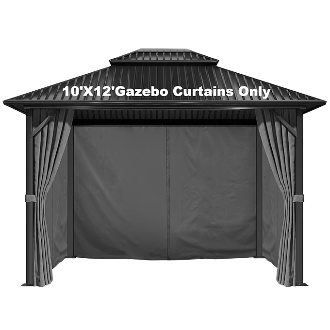 10'x12'防水花园凉亭侧墙窗帘四片侧边遮阳帘