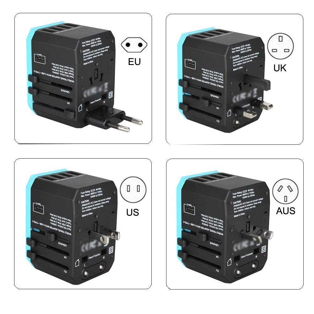 Adattatore di alimentazione universale in tutto il USB Adattatore di viaggio Universale Adattatore di alimentazione Caricabatterie Worldwide Adapter Parete Tappi elettrici Socket Convertitore per tele
