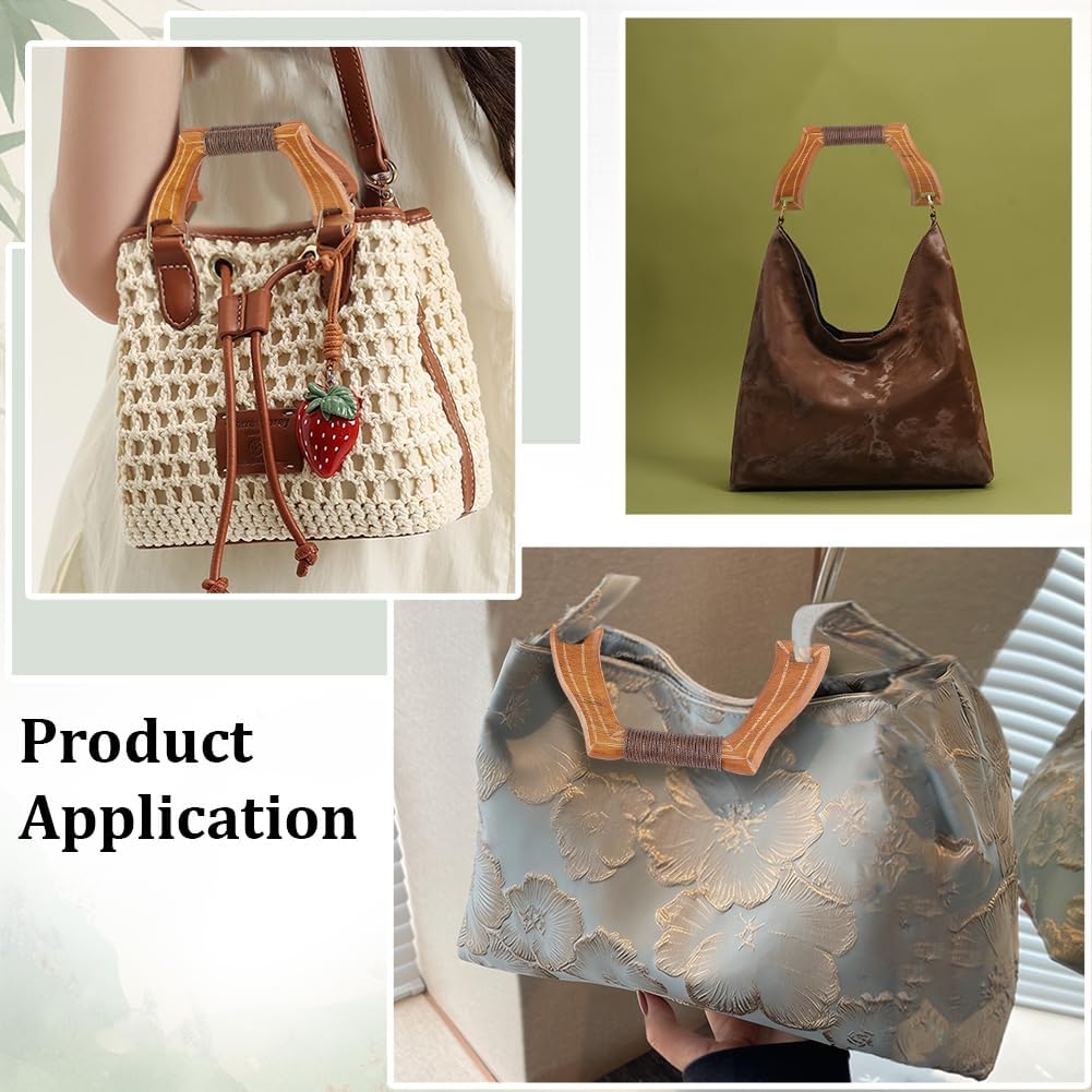 PH PandaHall 2PCS Trapezoid Bag Handles 3.5x7.2inch Wooden Purse Handle Bag Handles Brown Replacement Wood Purse Making Supplies for Women DIY Handmade Beach Handbags Macrame Bag Crochet Straw Gags