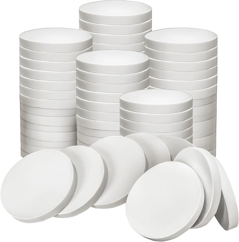100 esponjas de maquillaje redondas blancas, esponja cosmética, almohadilla de espuma redonda, soplo de polvo facial para ojos, base de maquillaje de belleza, licuadora en polvo para mujeres, damas, todo tipo de piel, uso dual húmedo y seco