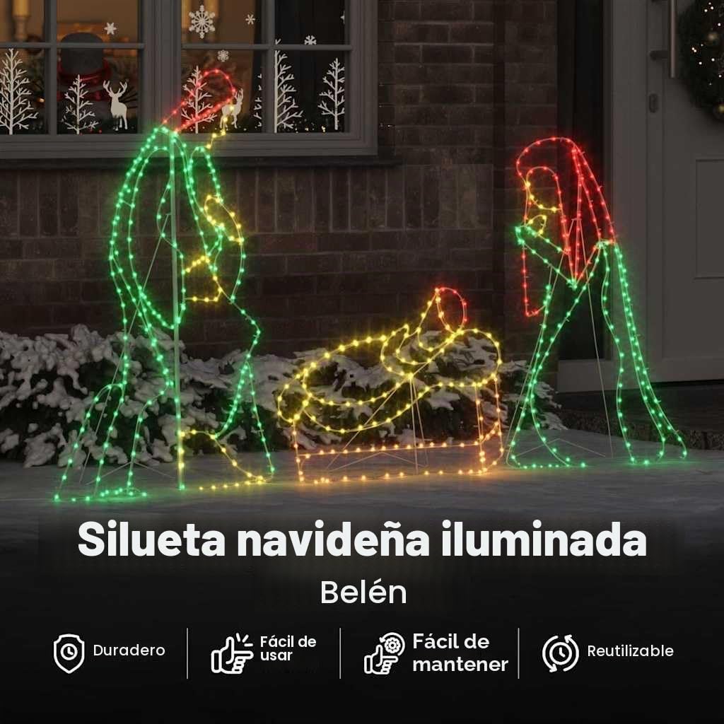 vidaXL Escena de Natividad Iluminada Multicolor 112 x 71,5 cm PVC