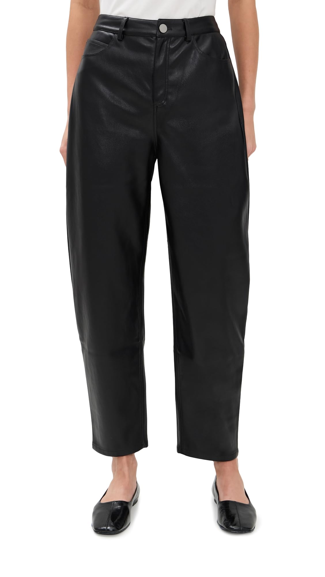 LE BOP Womens Dakota Faux Leather Barrel Pants