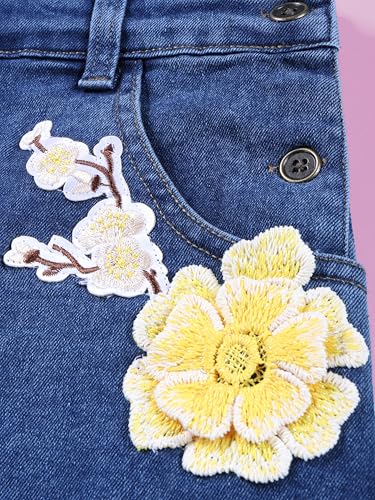 Image of KiddoPanti Girls Solid A-Line Fit Pinafore 5 Pocket Denim Dungaree Skirt