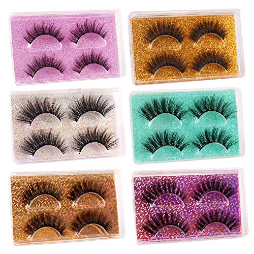 12 Pairs Eyelashes Fluffy Mink Lashes Wispies 3D Natural 6 Styles Wholesale False Lashes Pack HeyAlice 15mm-17mm Strip Volume Eyelashes Bulk