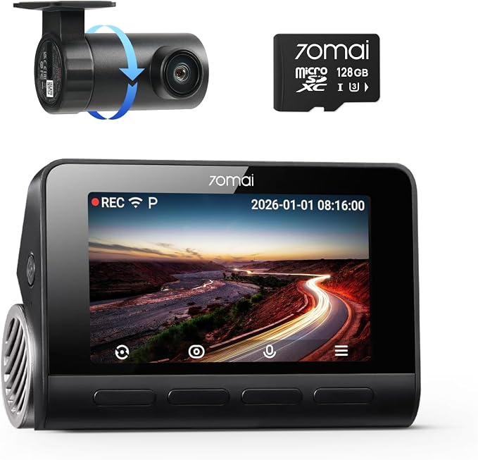 【800万画素前後STARVIS２+128GB カード付属】70mai Dash Cam 4K A810S ドライブレコーダー 前後HDR搭載 F1.7 超広角 超強暗視 3インチ液晶画面 GPS ADAS安全運転支援 AI動体検知2.0 常時録画 衝撃録画 駐車監視 スマホ連携 パソコンと接続可能 技適認証済 全国LED信号対応ノイズ対策済 日本語取扱書 3年保証