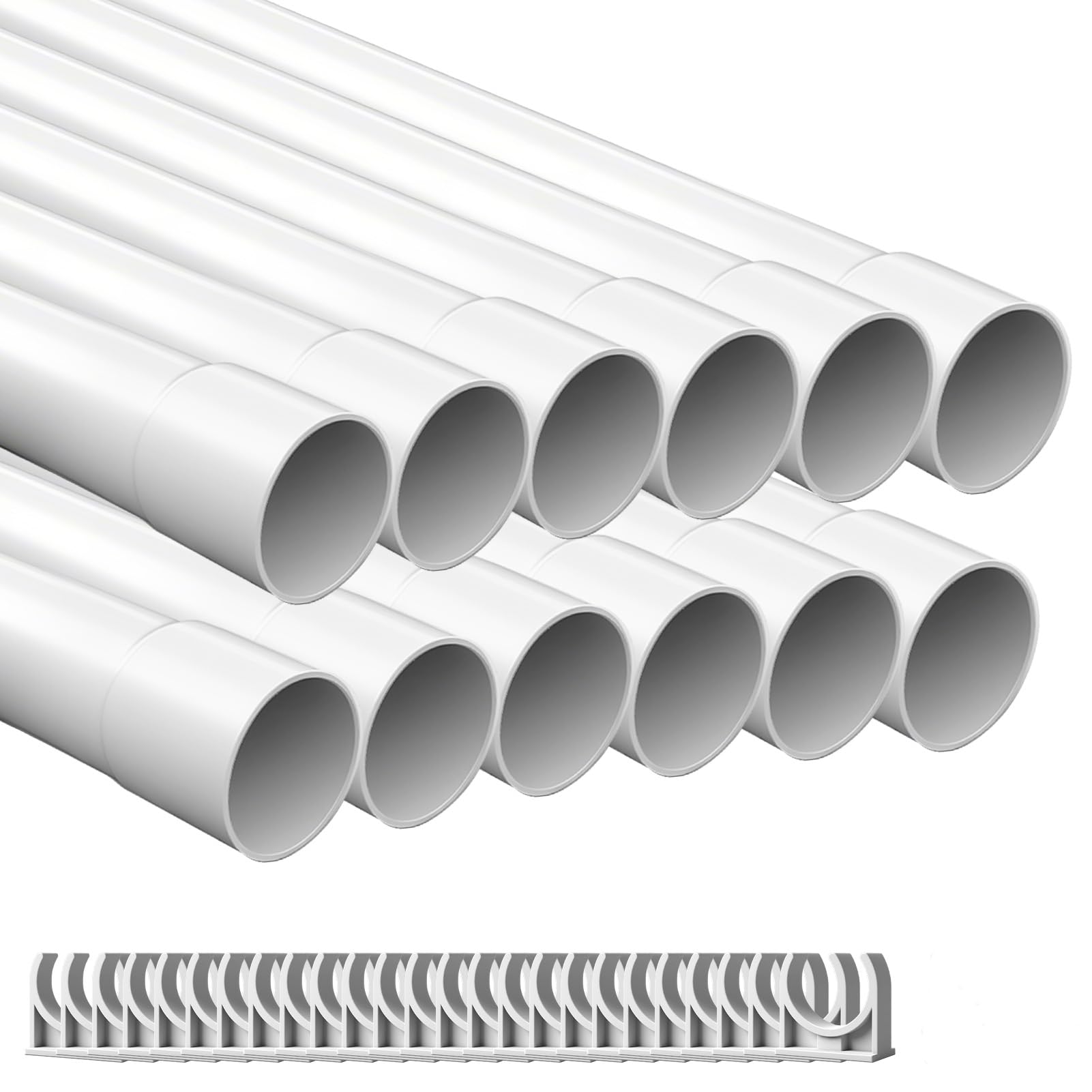 Gaine Electrique,Tube PVC Rigide 25mm(M25),12m Conduit de Câble avec 25 Serre-Câbles,Difficilement Inflammable,Tube D'installation pour Montage en Saillie