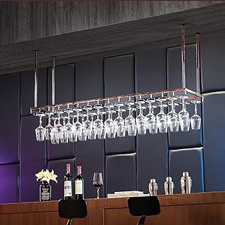 Estante Colgante De Copas De Techo, Soporte De Vidrio De Vino Profesional, Organizador De Almacenamiento De Copas De Gra...