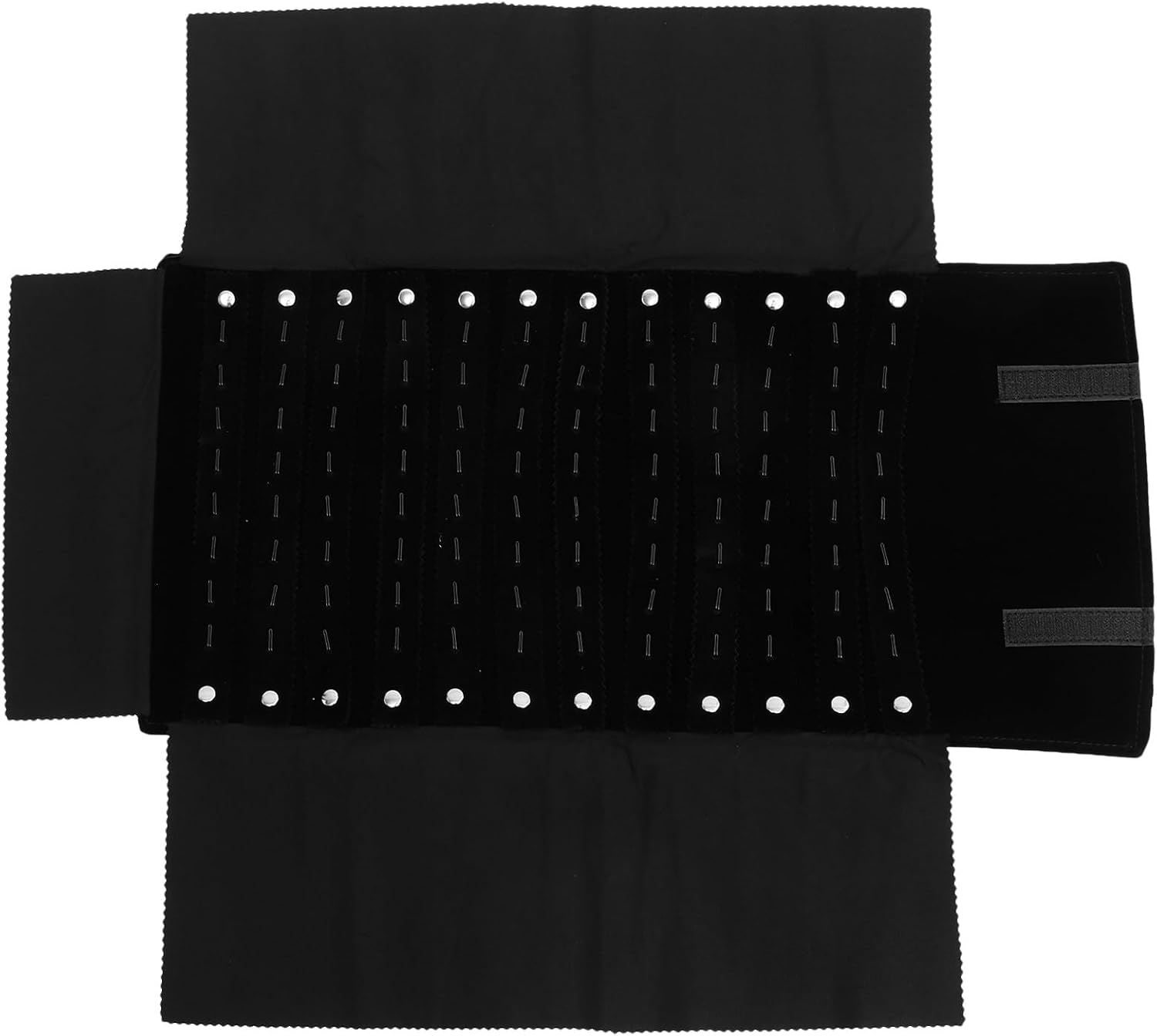 Cabilock Multifunctional Foldable Jewelry Roll Bag Black Velvet Travel Jewelry Organizer Pouch Portable Storage for Necklaces Rings Earrings
