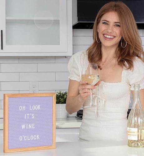 Miniatura 52 de Letrero de fieltro negro y letras blancas de 10 x 10 pulgadas Este letrero personalizable incluye 300 letras de plástico y marco de roble., Negro