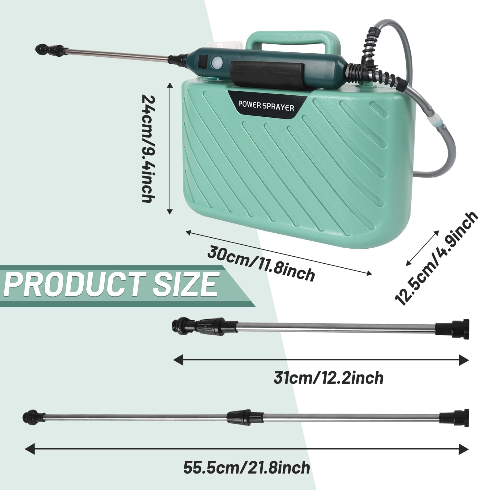 Pulverizador Eléctrico 5L a Batería USB Recargable Portatil para Jardin | Sulfatadora de ABS+HDPE con lanza 60cm y 3 boquillas. Ideal para fumigación y riego en huerto, jardín y viñedos