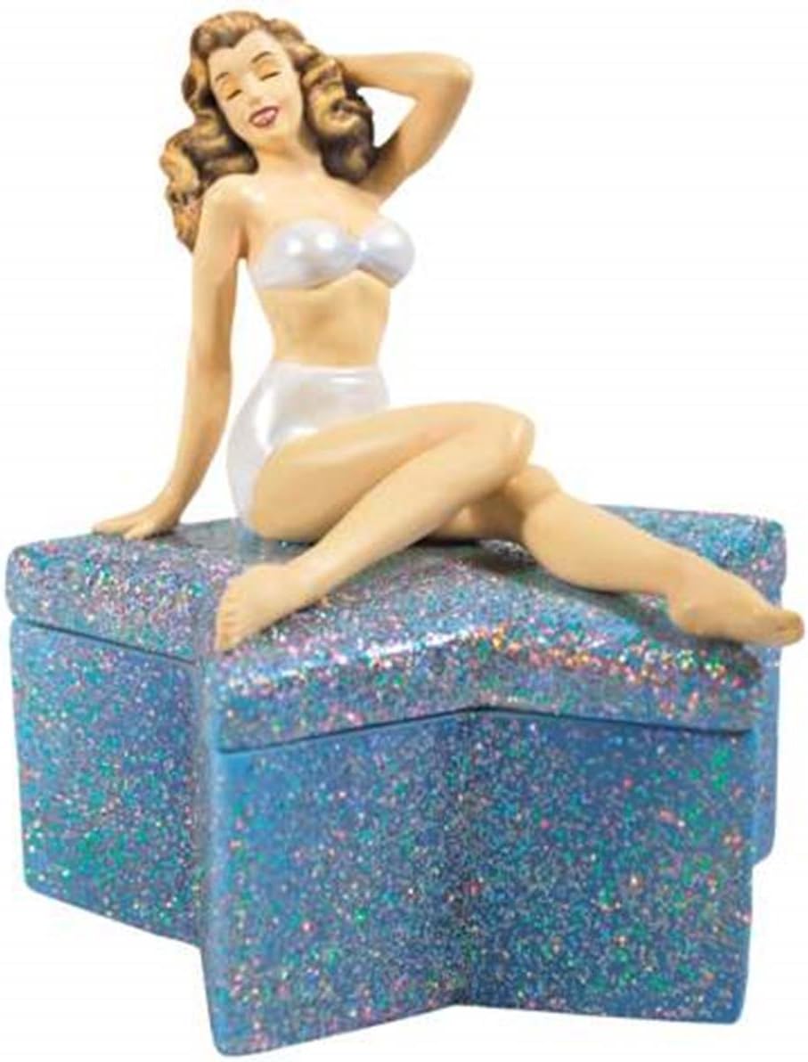 WL SS-WL-19908, Crystal Star Jewelry Trinket Box with Swimsuit Marilyn Monroe Figurine