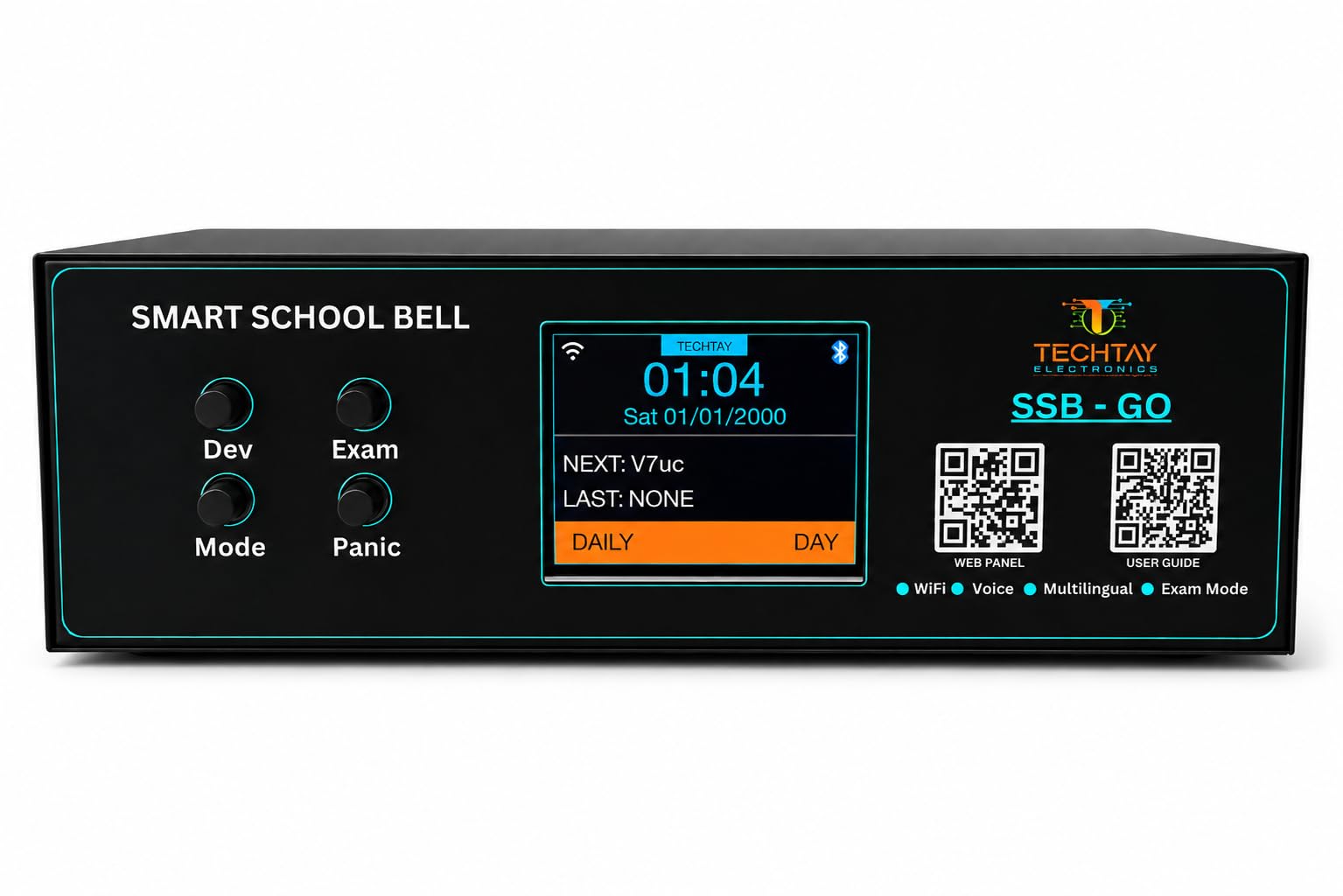 Smart School Bell SSB-GO | Bluetooth, App Text-to-Speech, 648 Preloaded Voice (36 Announcements × 18+ Indian Languages), 240 Schedule Slots, Exam Mode-image-10