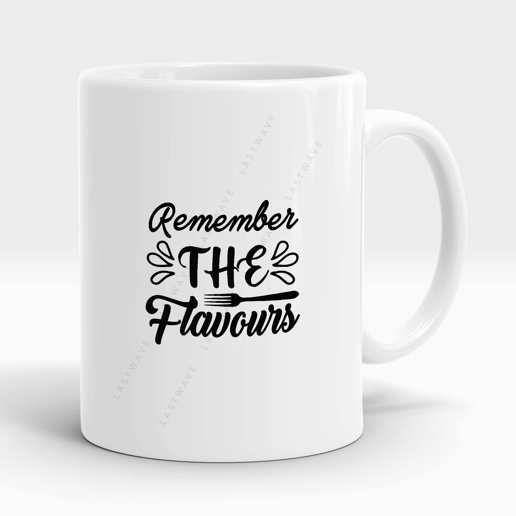 LASTWAVE Cooking Coffee Mugs Collection, Remember The Flavours, Graphic Printed 325ml Ceramic Coffee Mug | Gift for Chef, Cook