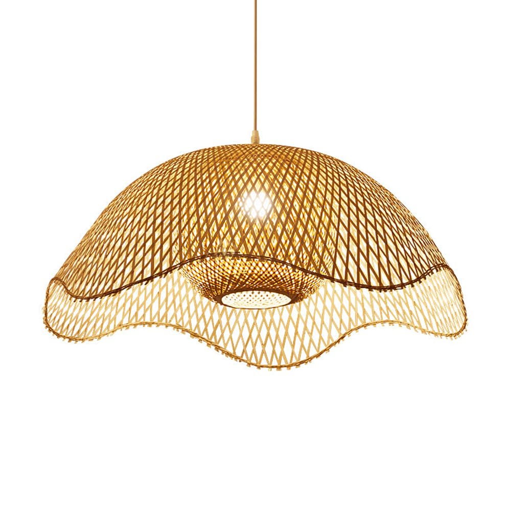 Chungyang Multicolor Natural Woven Light Fixture For Restaurant Adjustable Cord Boho Chandelier For Dining Room Creative Hand-Woven Hanging Lighting For Kitchen Island Bamboo Weaving Kitchen Island Hanging Lamp