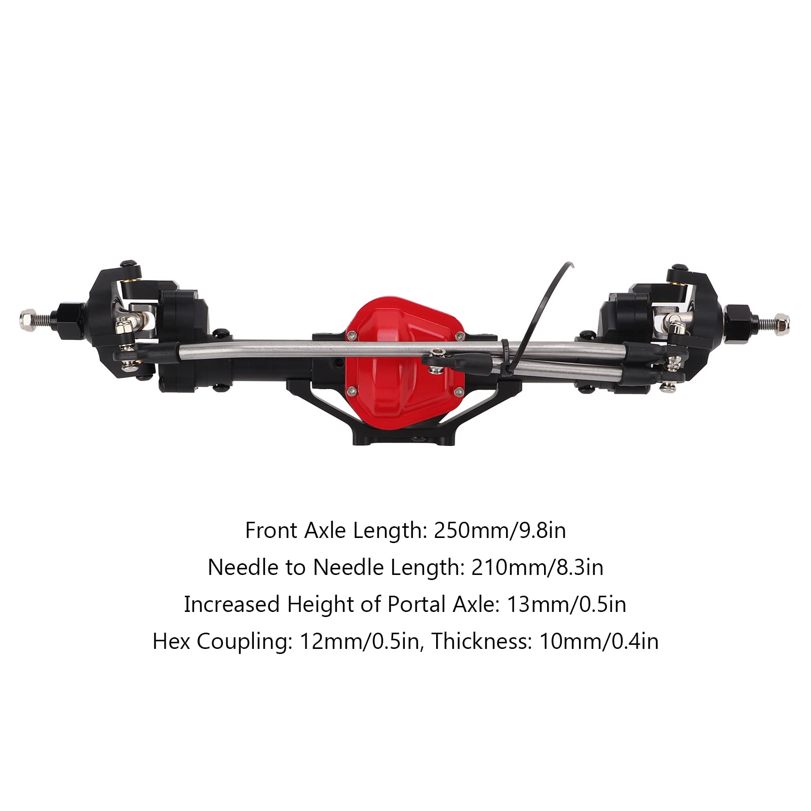 Assale del Portale Anteriore RC, Kit di ASSE Portale di Corse Pesanti in Lega di Alluminio per Assiale SCX10 1/10 Accessorio per Auto Crawler RC (Black)