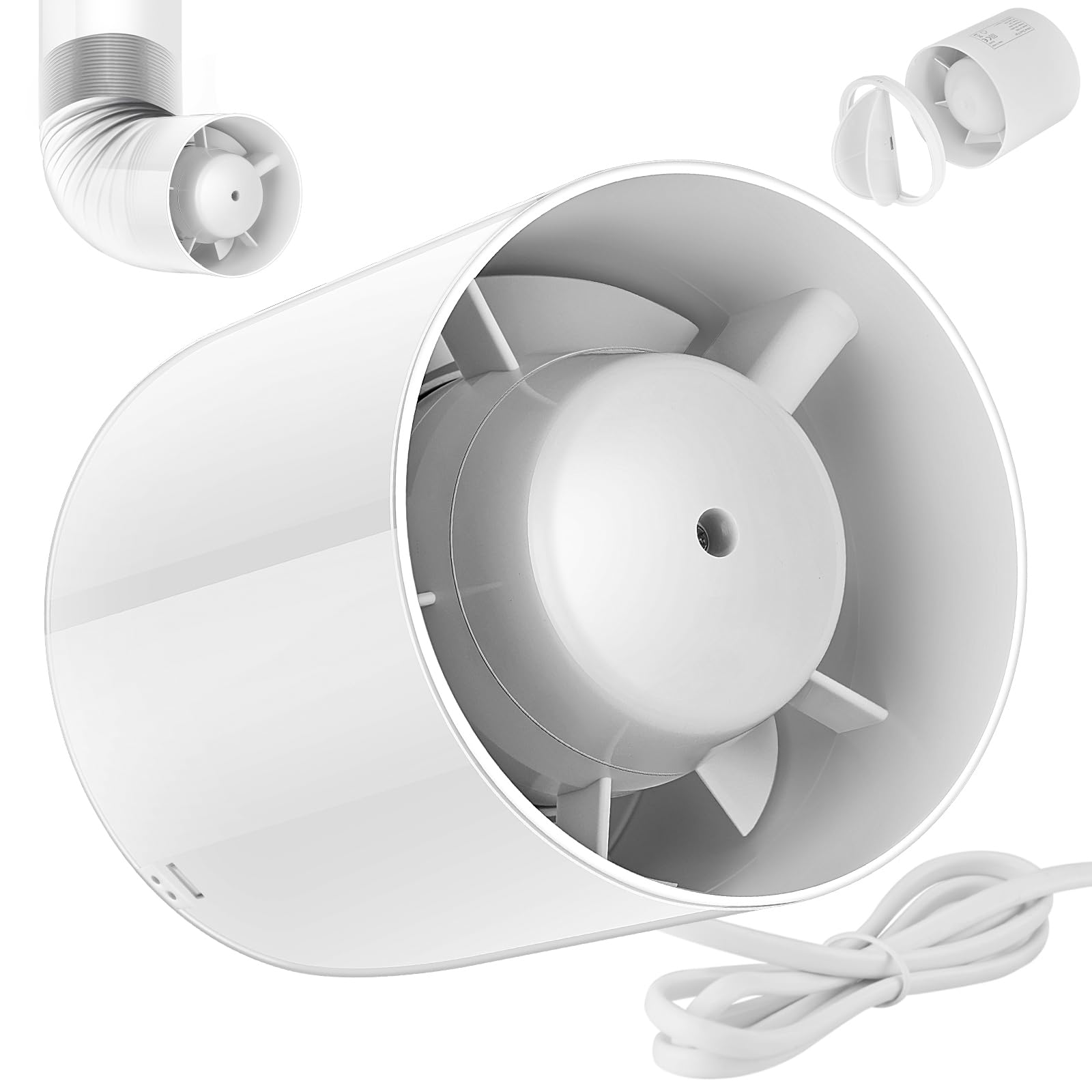 Extracteur D'air 100mm, Extracteur Dair 130 m³/h, 34dB Leise, Extracteur Air D'air Salle de Bain pour Cuisine, WC, Serre, Tente de Culture, Garage