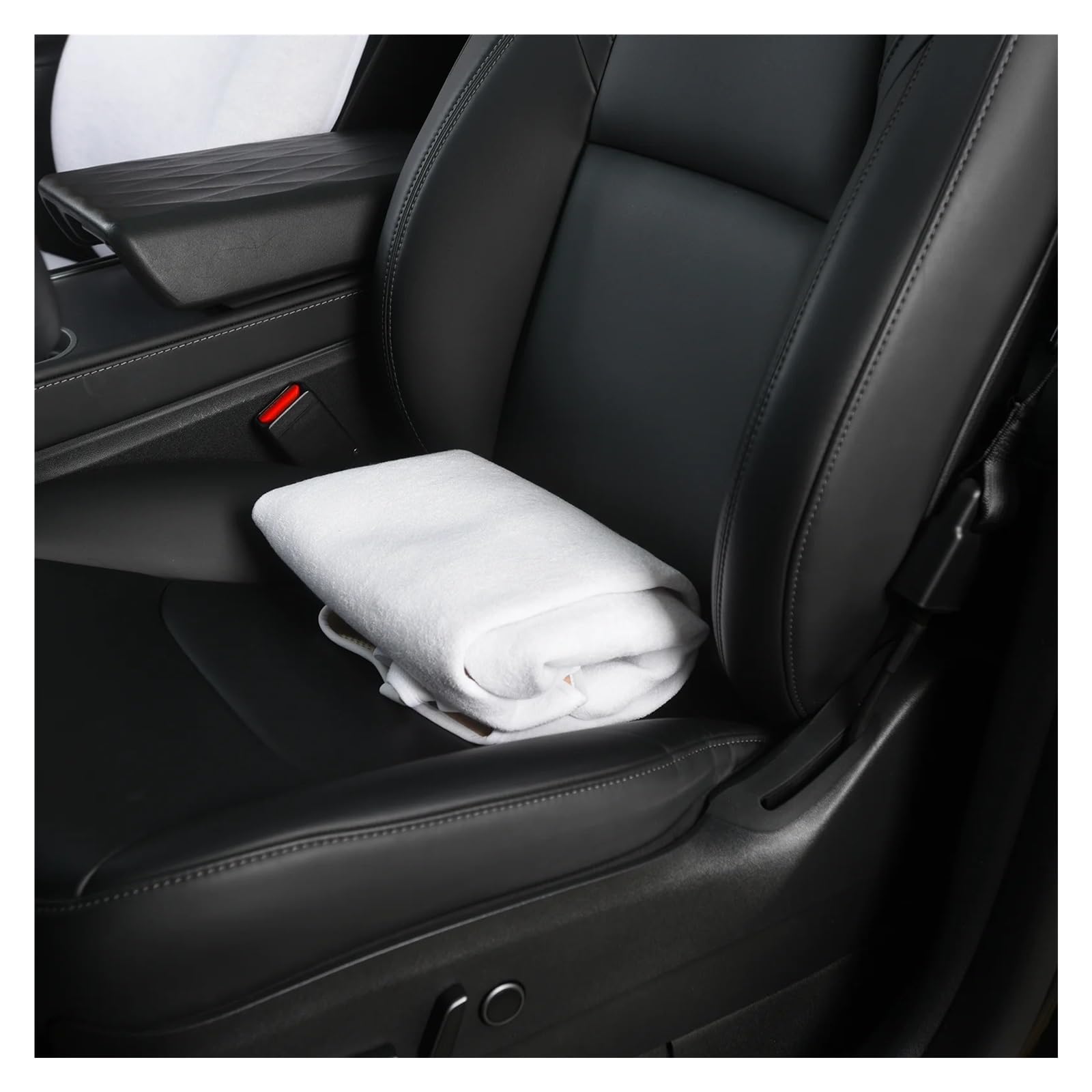 Für Tesla Für Model 3 / Y Sitzbezug Vordersitze Bezug Polyesterfaser Frühling Sommer Weiß/Schwarz 4mm Dick Vordersitze Schonbezug(Black 2pcs)