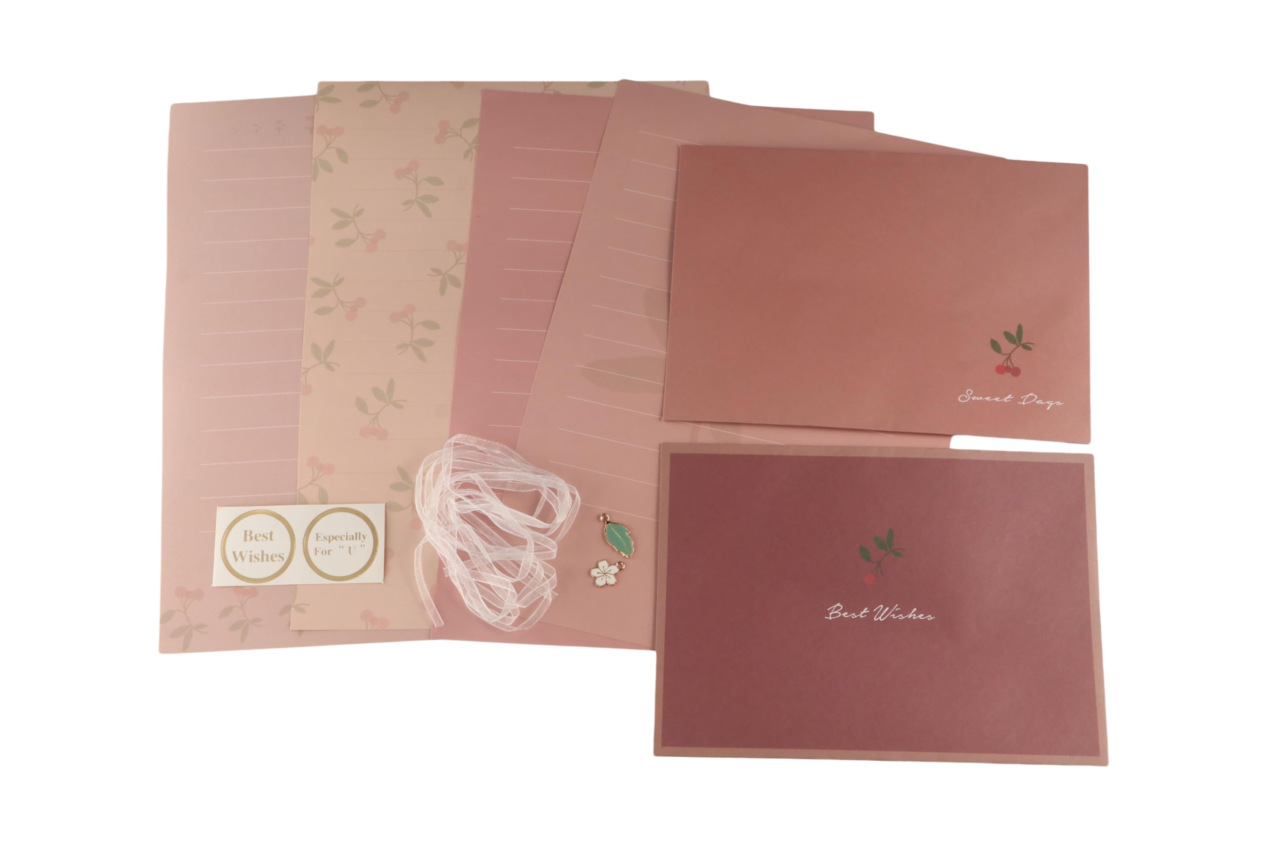 Papel de escritura estacionario con sobres, papel de escritura floral, papel de papelería vintage con calcomanías y cintas de gasa, 12 hojas con 6 sobres
