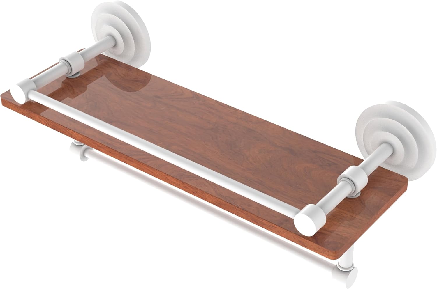 Allied Brass QN-1TB-16-GAL-IRW-BKM Que 16 Inch IPE Ironwood Gallery Rail and Towel Bar Shelf, Matte Black