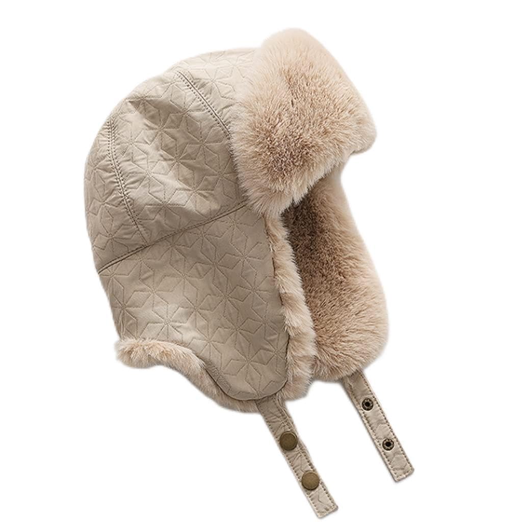 FENOKD Men and Women Winter Thickened Plush Hat Plus Velvet Ear Protection Ski Cap (D 7 3/8)?D-7 3/8