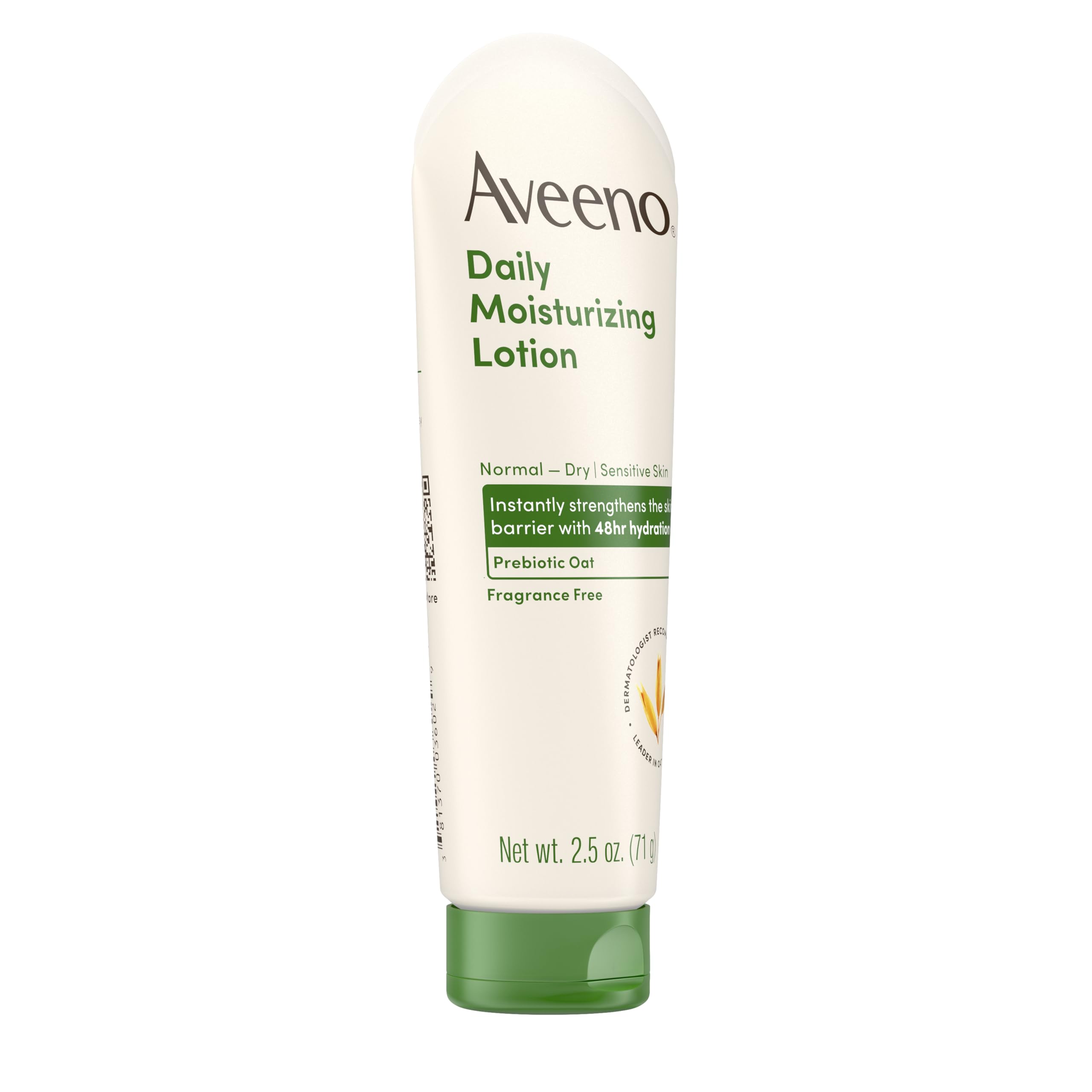 Aveeno Daily Moisturizing Body Lotion with Soothing Prebiotic Oat, Gentle Lotion Nourishes Dry Skin With Moisture, Paraben-, Dye- & Fragrance-Free, Non-Greasy & Non-Comedogenic, 2.5 fl. oz, 3 Pack