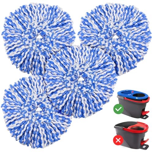 4 Pack RinseClean Spin Mop Replacement Head Spin Mop Refills Compatible with O Ceda RinseClean Dual System Microfiber Mop Easy Cleaning Floor Head Mo-p for Floor Cleaning RinseClean 2 Tank System