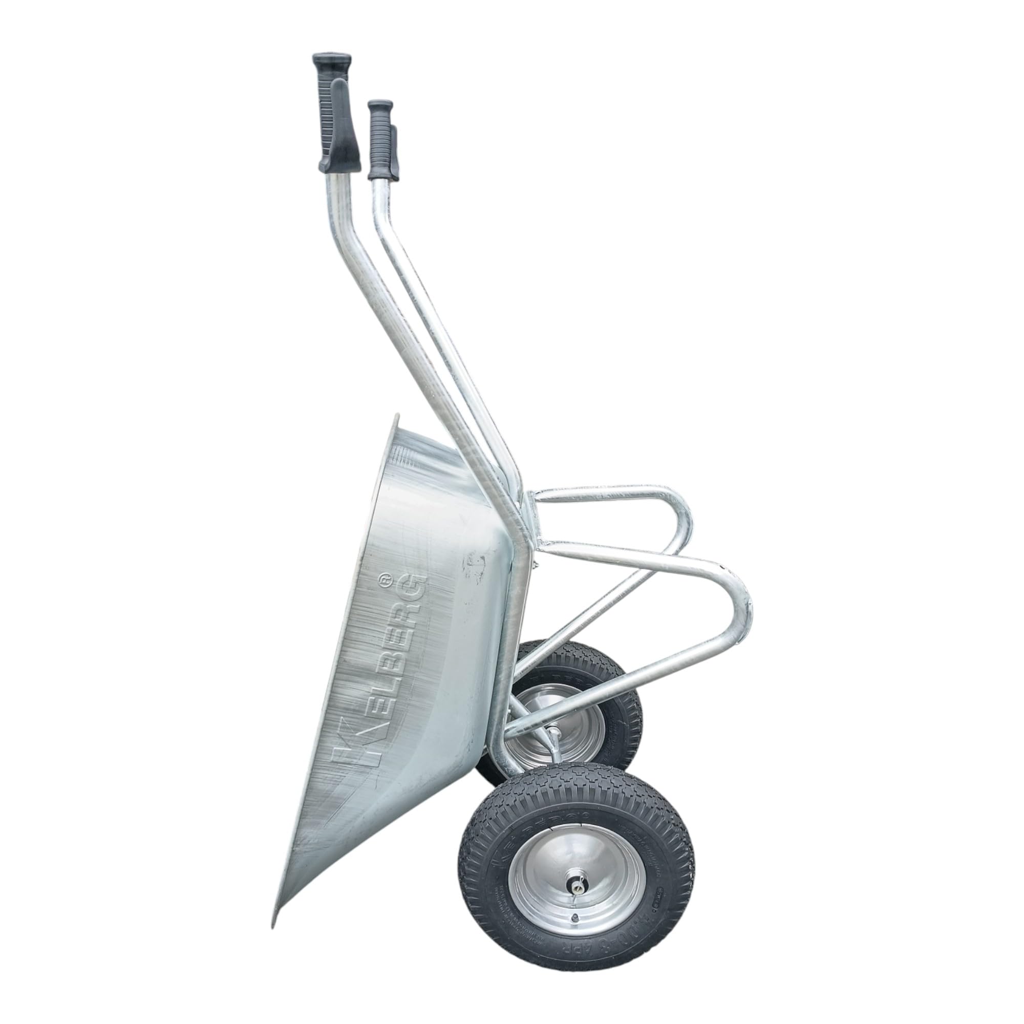 Schubkarre Agro 130L – 2-Rad – verzinkte Stahlmulde – stabile BAU-Schubkarre – 200 kg Traglast – für Garten, Hof & Baustelle 400-8 4PR Rad Silber