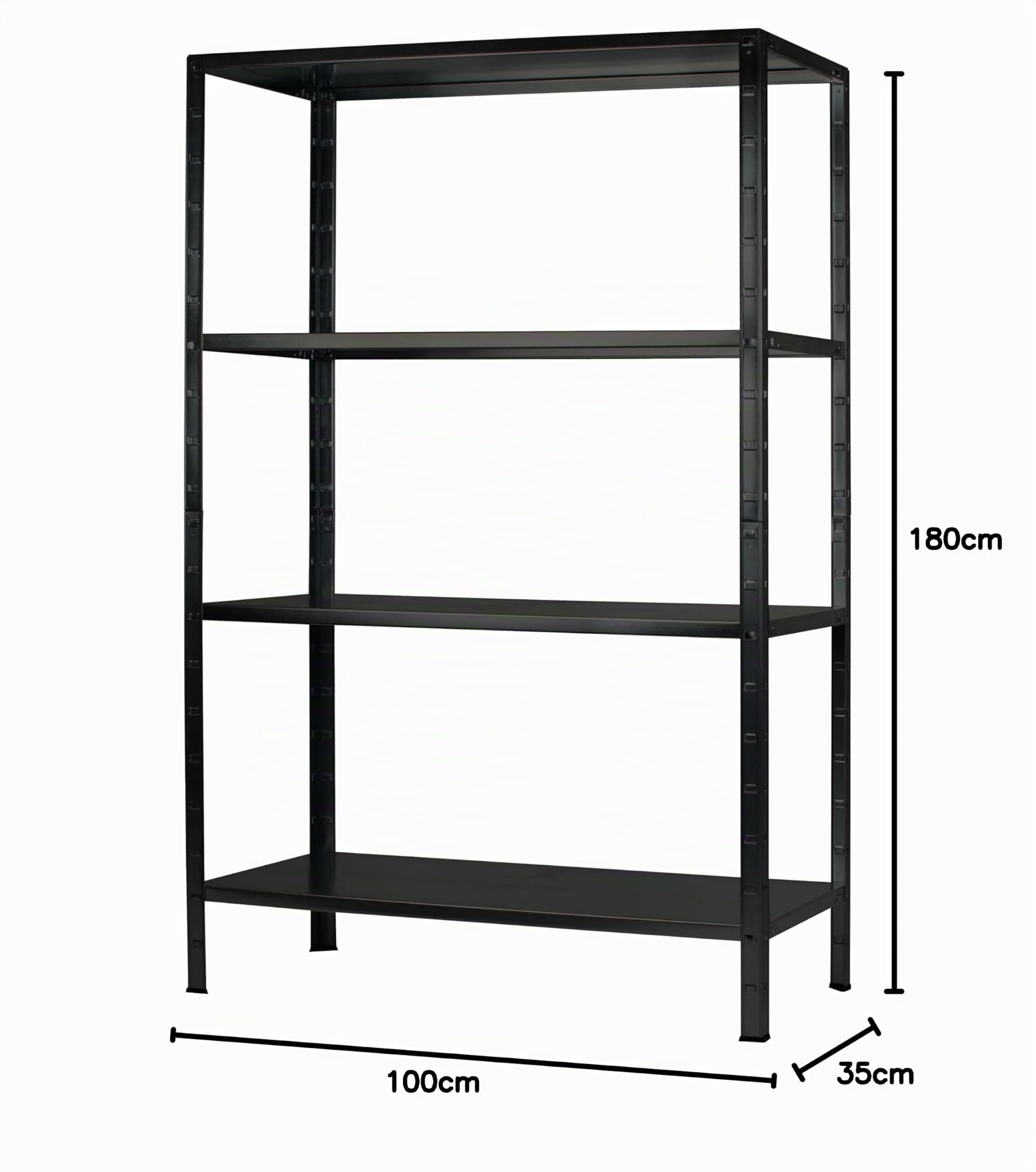 Schulte Regalwelt Steckregal mit 4 PowerMAX Fachböden, 65 kg Tragkraft, 180x100x35 cm (HxBxT), schwarz-Struktur, Lagerregal, Werkstattregal, Kellerregal, Garagenregal, Metallregal
