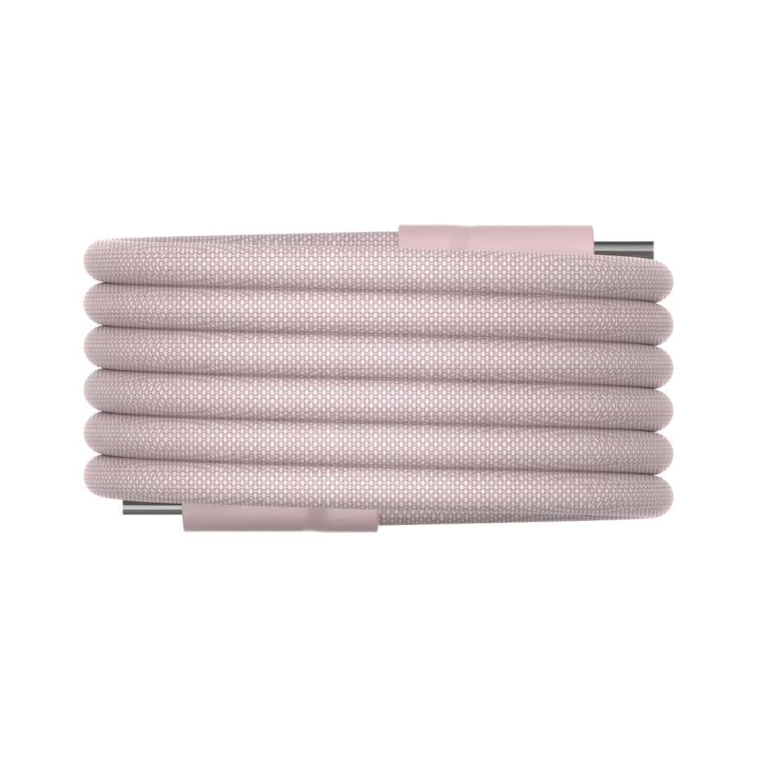 Easy Cable Magnetic USB-C to USB-C Rapid Charging Cable, 240W, Nylon Braided, 3.2 Feet (Baby Pink) – Compatible with iPhone 15, Samsung, Google Pixel, and Galaxy Devices