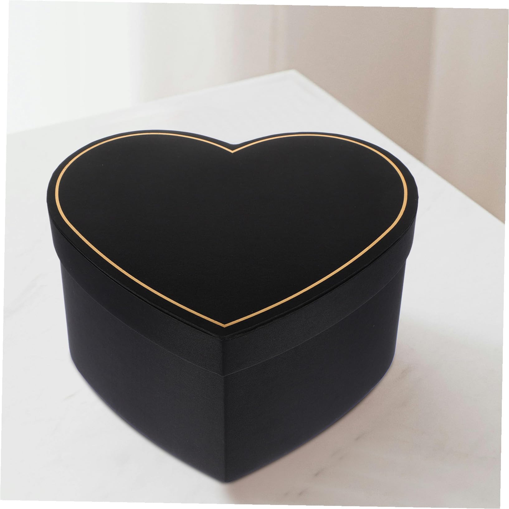 WATIIFUFU Herzförmige Geschenkbox Schwarz mit Deckel aus Stoff in Herzform für Abschlussfeier und Hochzeit als Leere Karton Geschenkbox