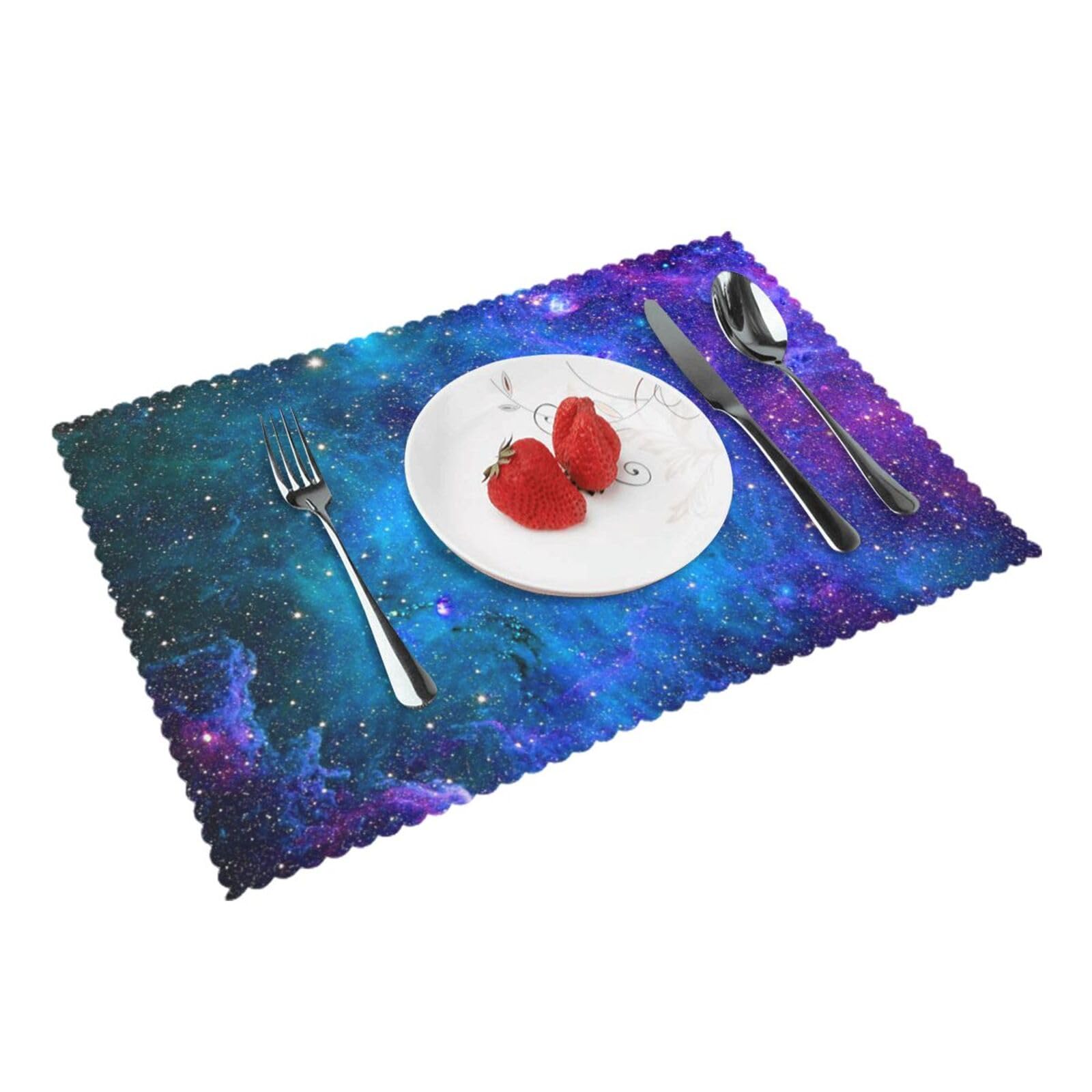 Bnvsadc Galaxy 4 Pcs Heat Resistant Placemat 45X30 Cm, Printed Non-Slip Place Mats For Kitchen Dining Table Indoor Outdoor