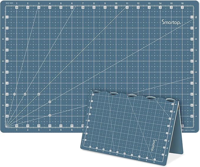 18"x12" Self Healing 3 Layer Folding Cutting Mat, Non-slip Non-reflective, Great for Crafts, Quilting, Sewing, Scrapbooking Molandi Blue (Molandi Blue)