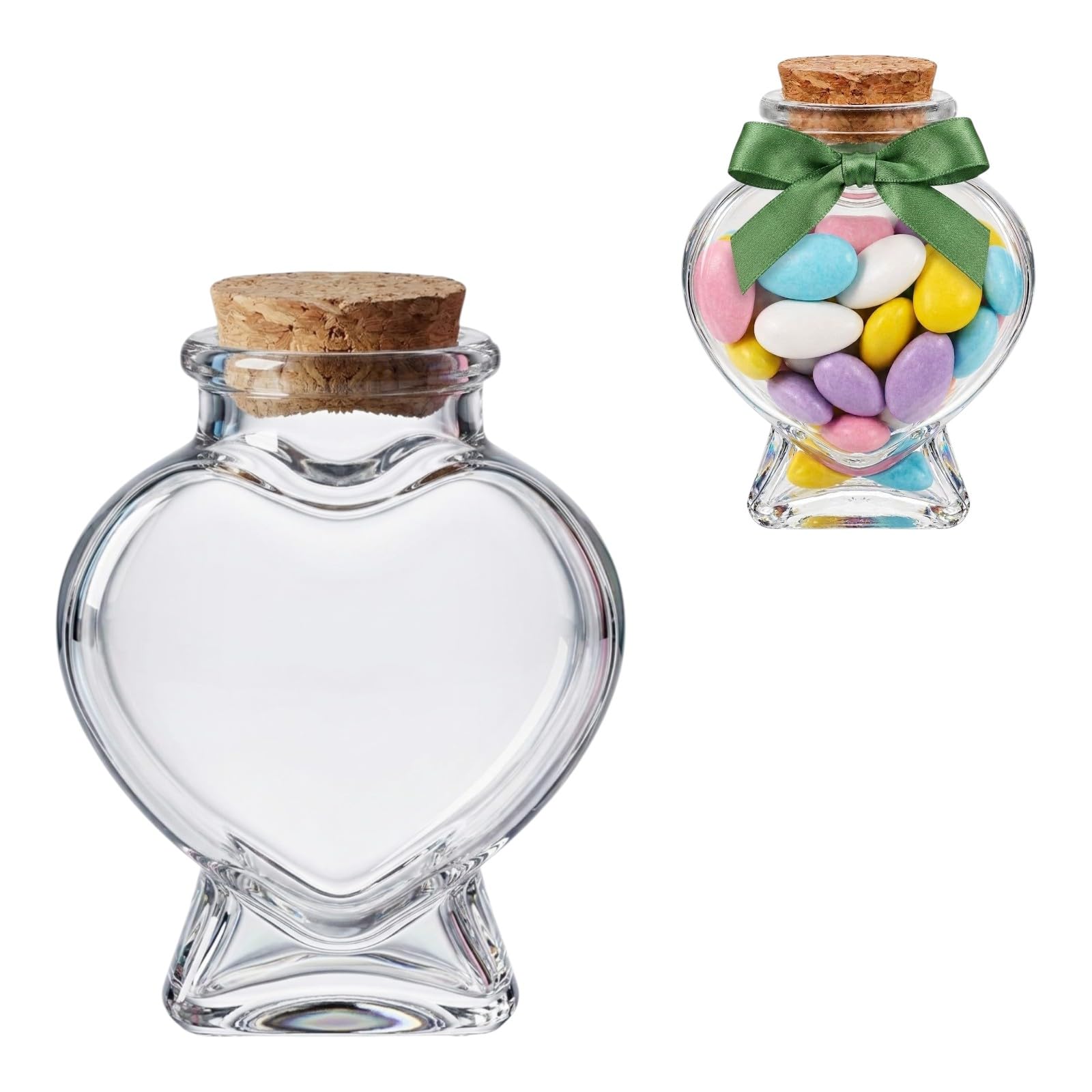 Bouteilles en cœur lot de 50 mini fioles transparentes avec bouchon en liège de Doni