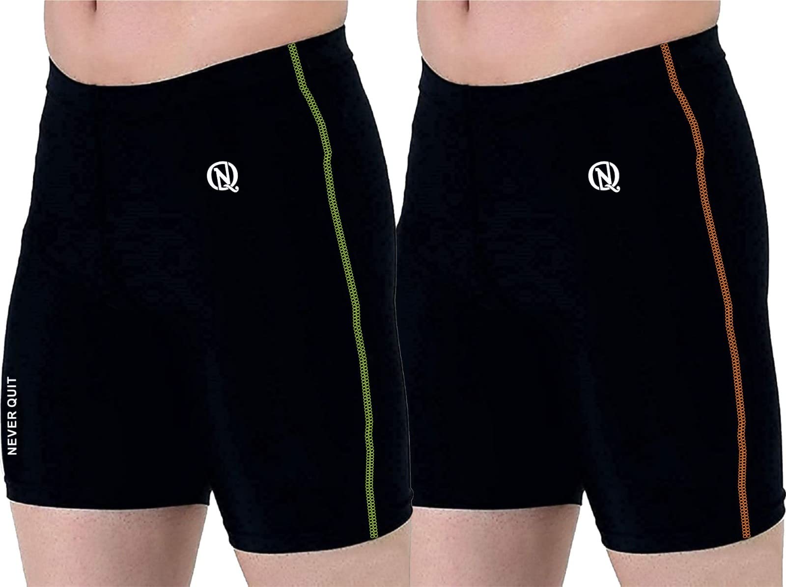 NEVER QUIT Men's Compression Shorts Training Athletics Workout Tight Compression Half Pants Men Running Tights for Sports Pack of 2 (XX-Large, Orange & Green)-picture-12