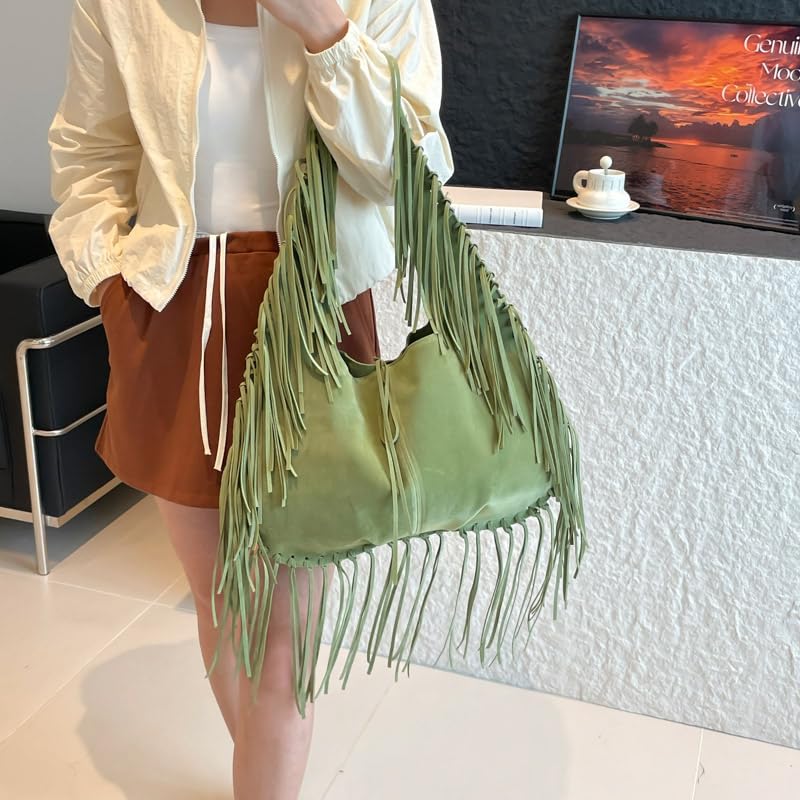 Vintage Fringe Hobo Bag Large Underarm Purse Shoulder Bag Hippie Western Cowgirl Purse for Women3