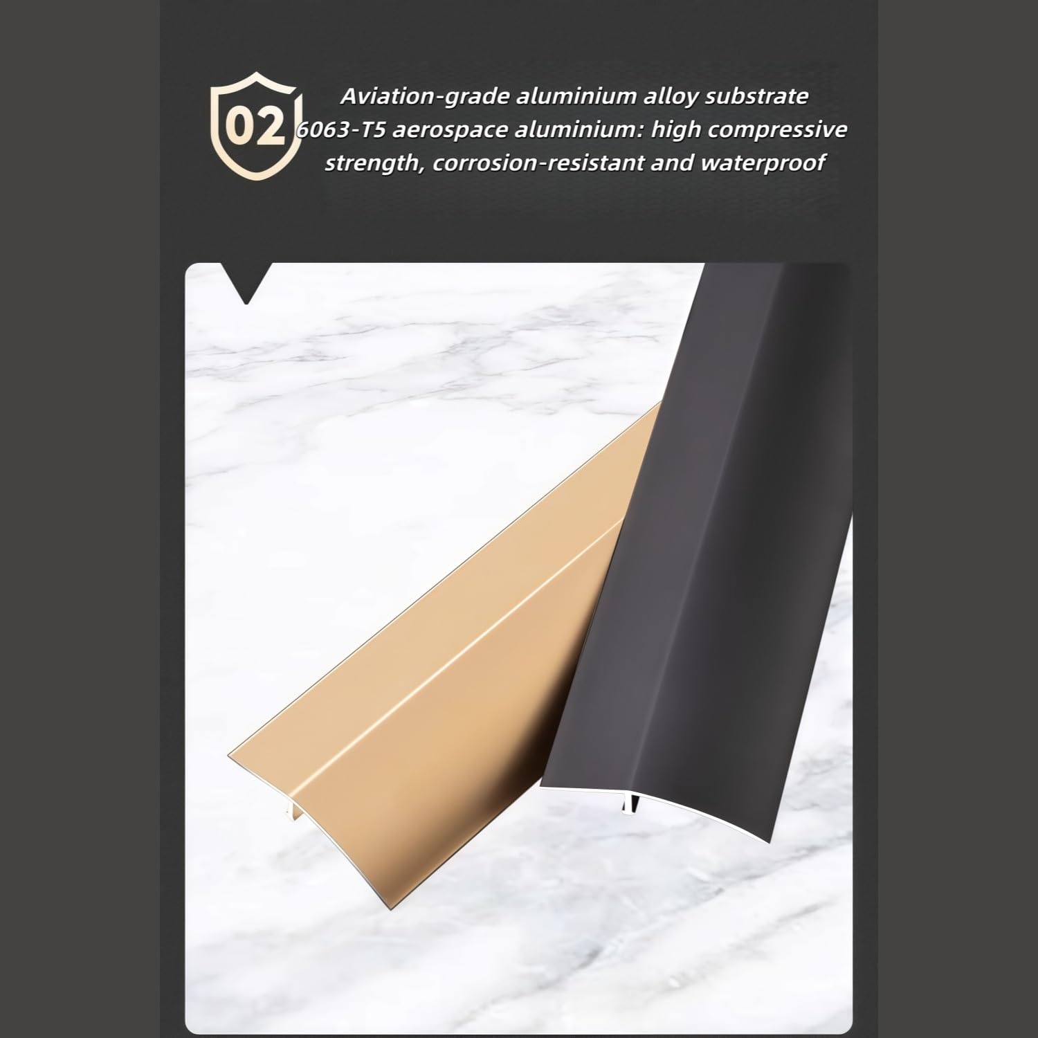 Aluminiowa listwa progowa, listwa przejściowa do drzwi, 0,9 m/1,8 m/2,7 m, do cięcia, do płytek, laminatu, dywanu, winylu