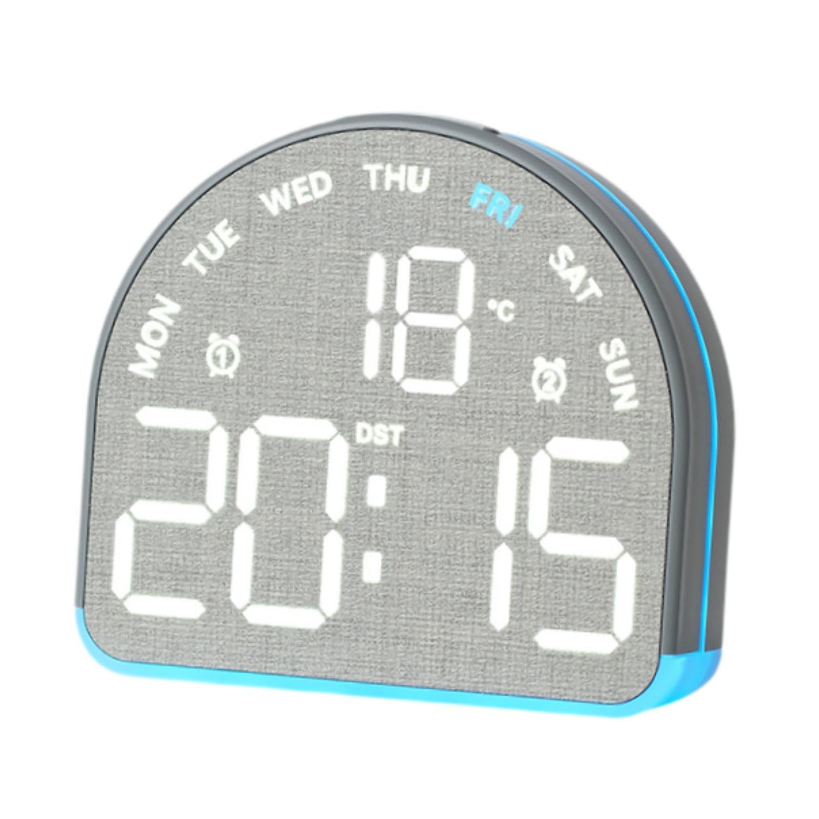Sharplace Alarm Clock Digital Display Lightweight Modern LED with Time Temperature Digital Desktop Clock for Bedroom Indoor Living Room, Gray