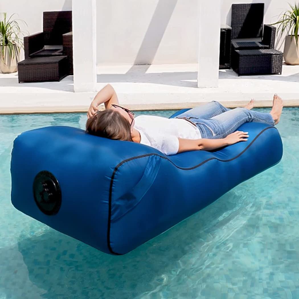 Lettino da campeggio con pompa incorporata, materasso gonfiabile completamente automatico per divano | Sedia a sdraio portatile per escursionismo all'aperto in spiaggia, blu scuro