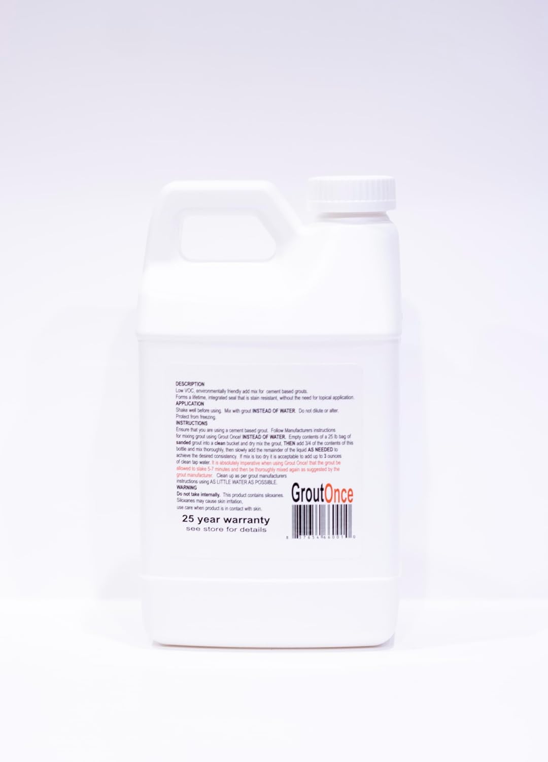 Grout Once Self-Sealing Admix for Cement-Based Grout & Mortar - Integrated Sealant, Stain Resistant, Reduces Cracking & Efflorescence, Low VOC, Easy Mix Solution