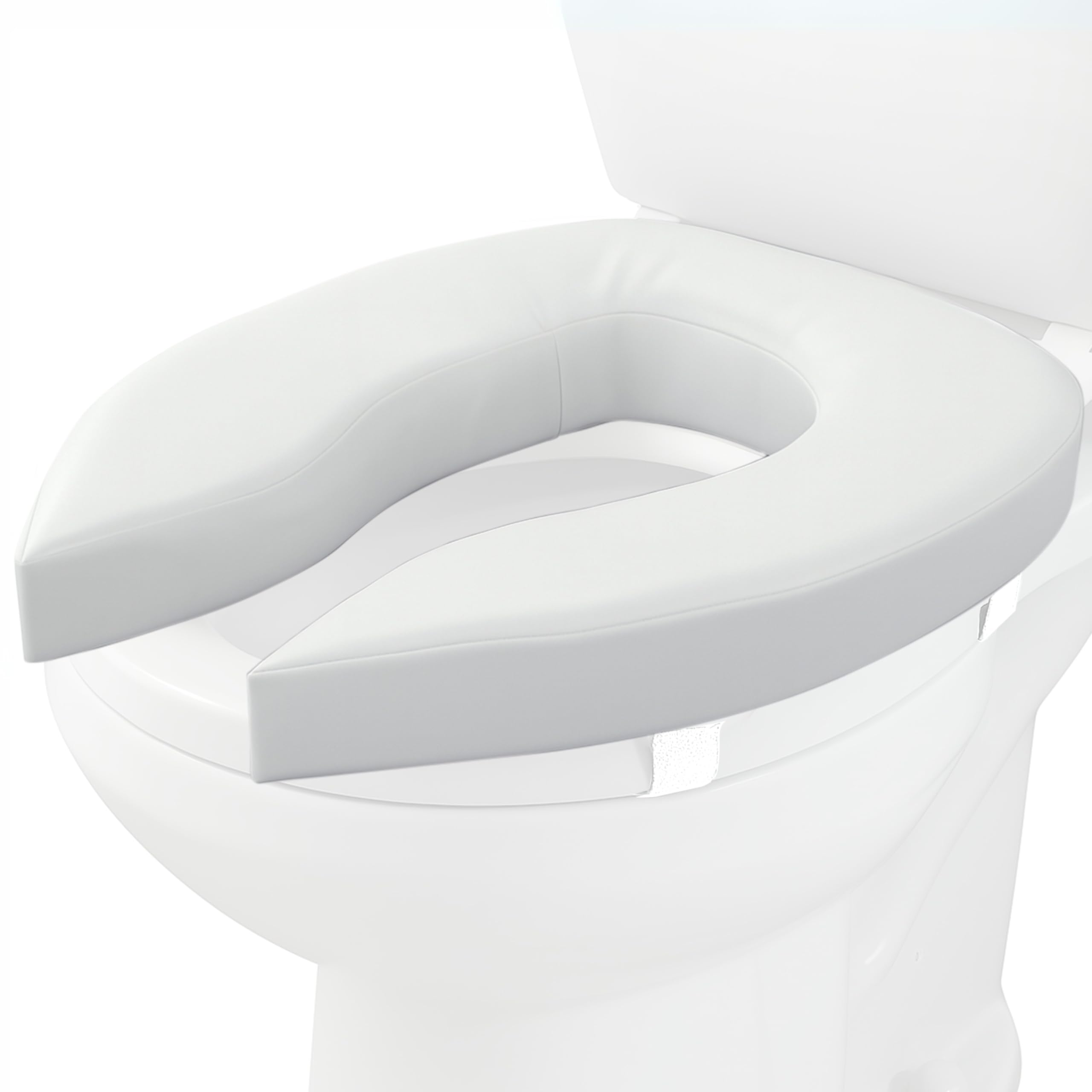 Homecraft White Padded Raised Toilet Seat Without Lid, Elevated Comfort Toilet Seat Support For Elderly, Handicapped And Disabled Users, Colour, 5Cm