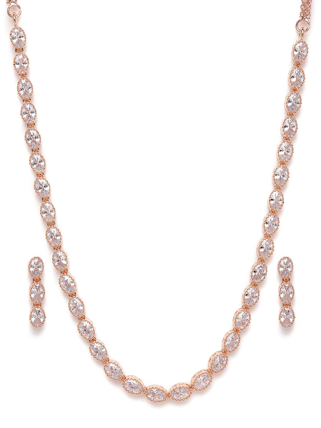 Rose Gold-Plated AD-Studded Handcrafted Jewellery Set