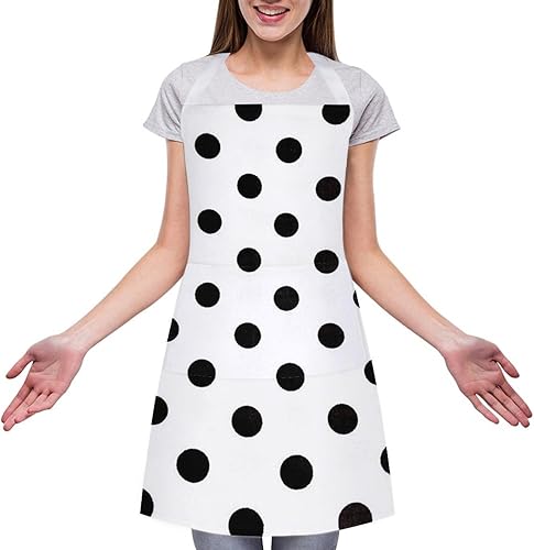 Miniatura 3 de Personalized Polka Dot Adult Apron, Kitchen Cooking Aprons for Woman Man, Adjustable Bib Apron with Pocket for Baking, BBQ Crafting Outdoors, Dining