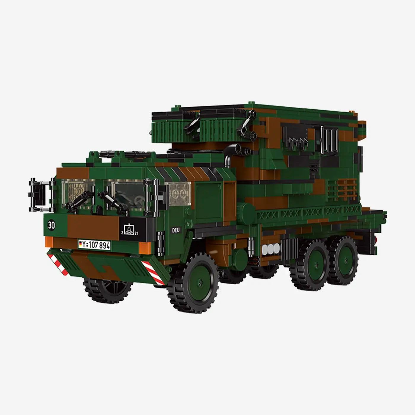 BlueBrixx Patriot Feuerleitstand der Bundeswehr, 1490 Klemmbausteine | Sichtbare Innenausstattung, aufklappbare Türen und Klappen, vier Achsen, Tarnoptik, 340 x 120 x 150 mm, 109771