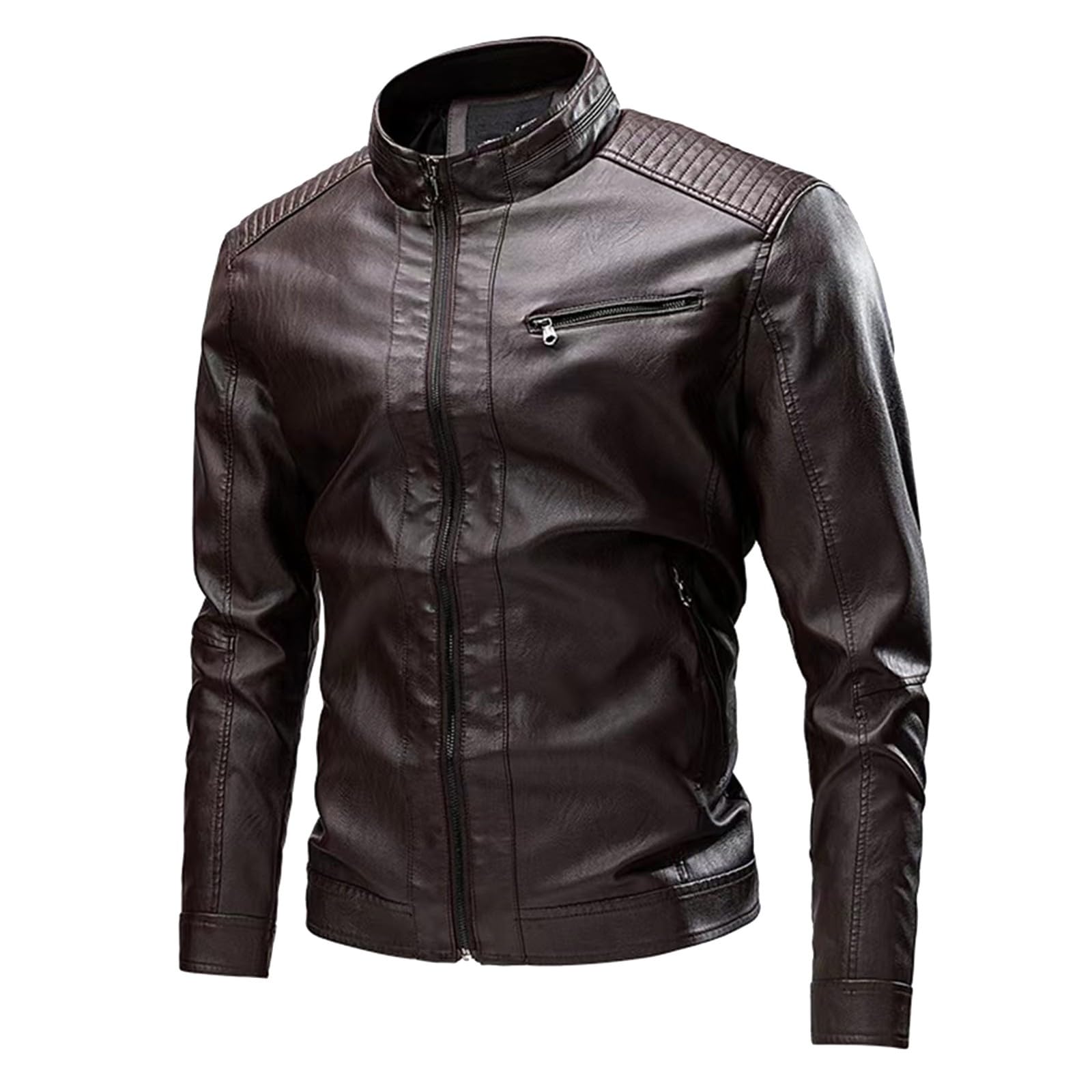 Giacca da motociclista da uomo, in ecopelle, per le mezze stagioni, con chiusura lampo | Giacca in pelle, oversize, giacca da motociclista, bomber, giacca da lavoro, stile punk, business, casual, discoteca patry