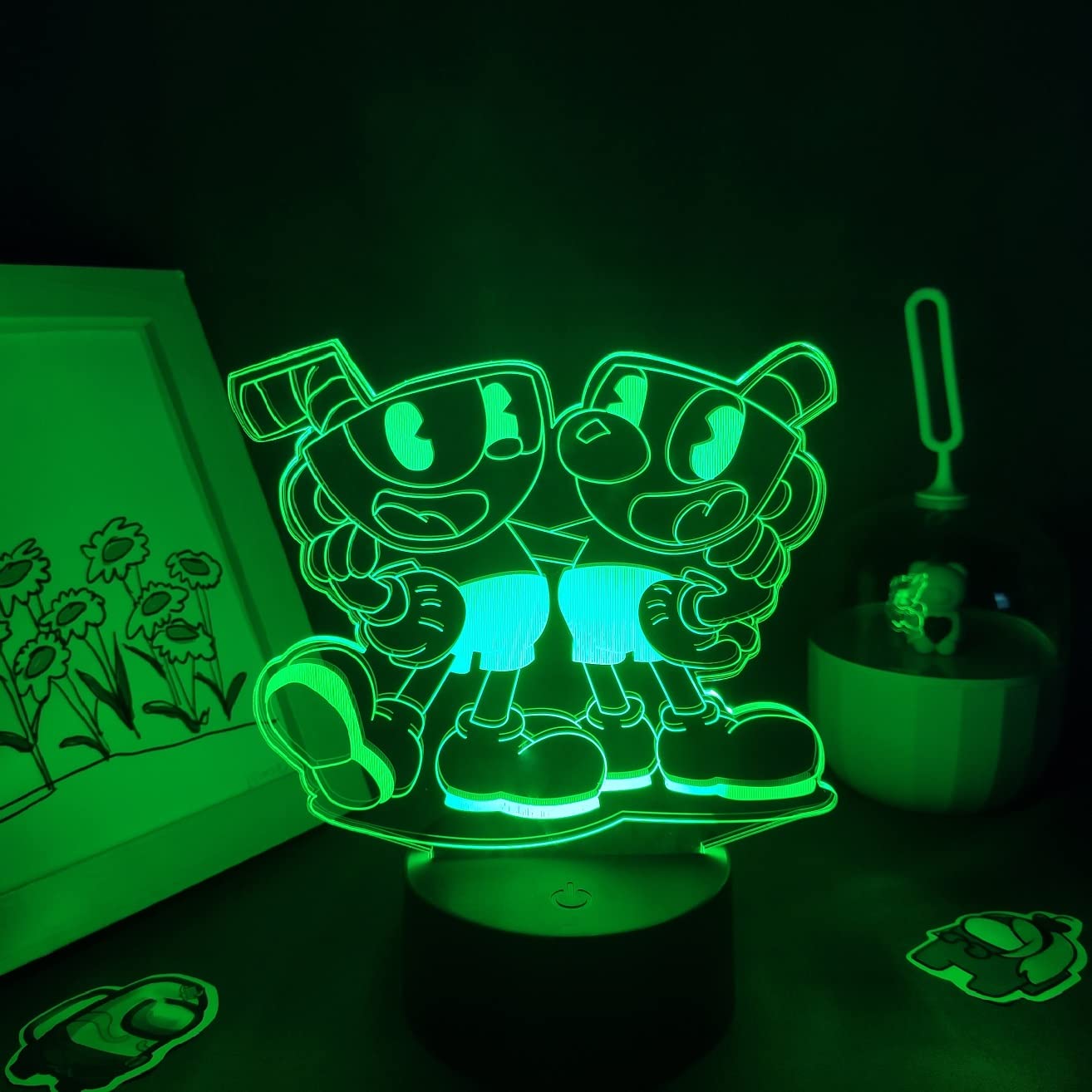 Game Cuphead Mugman Figure LED lamp 3D Night Light Anime Lovers Gift Light for LED Night Lamps for Kids Bedroom Decoration Child Birthday Gift Christmas Gift