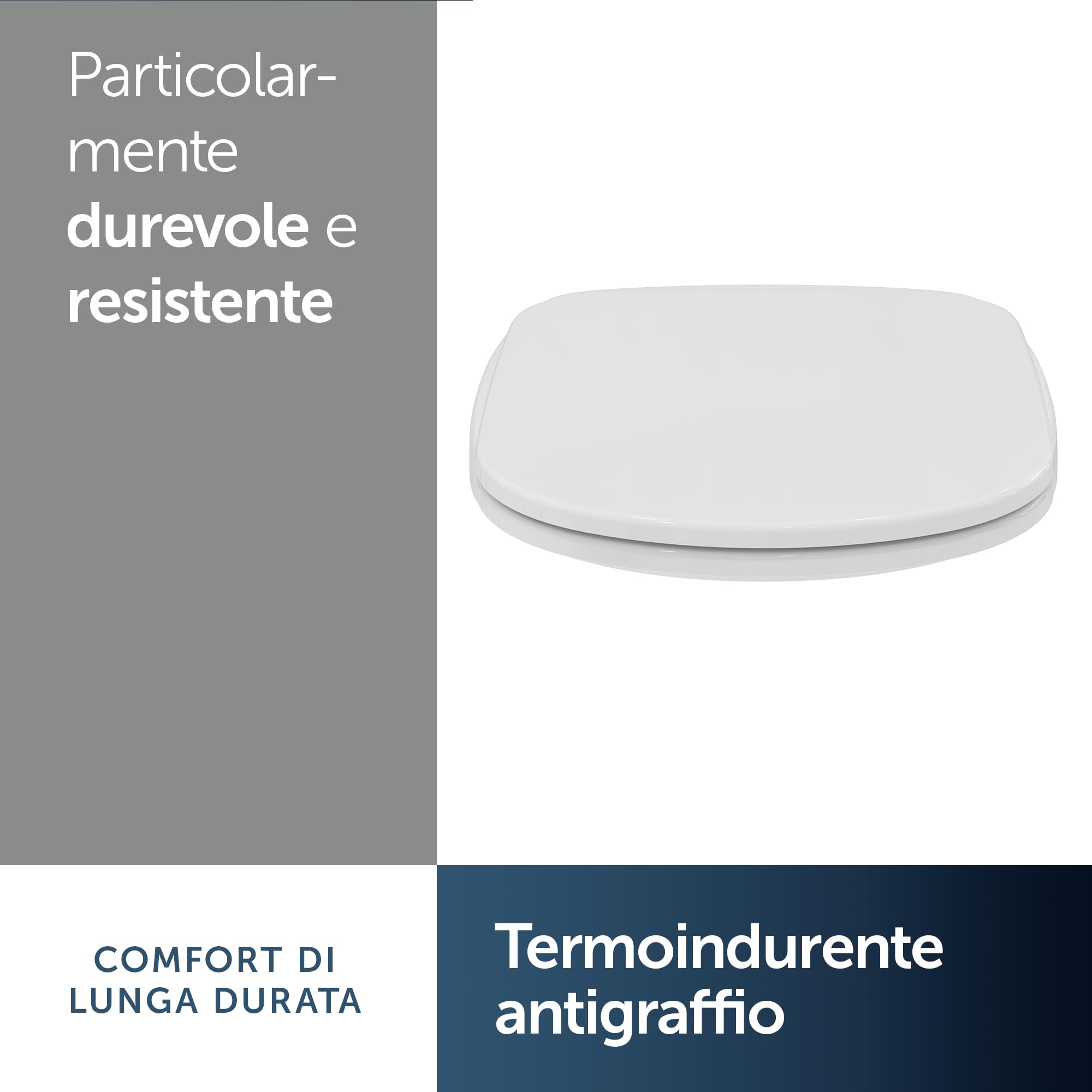 Ideal Standard Gemma 2 sedile per WC con forma a D sottile – Bianco (Alpin)