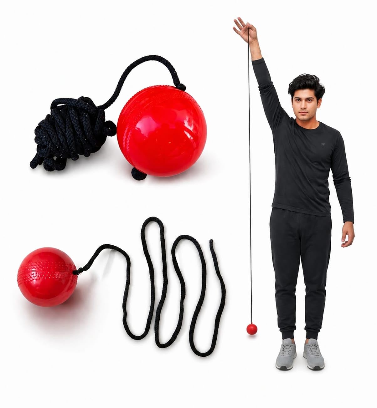 MS Fitnees Synthetic Hard PVC Hanging Cricket Ball for Match Practice Training - Red (Pack of 1) (2)-image-29
