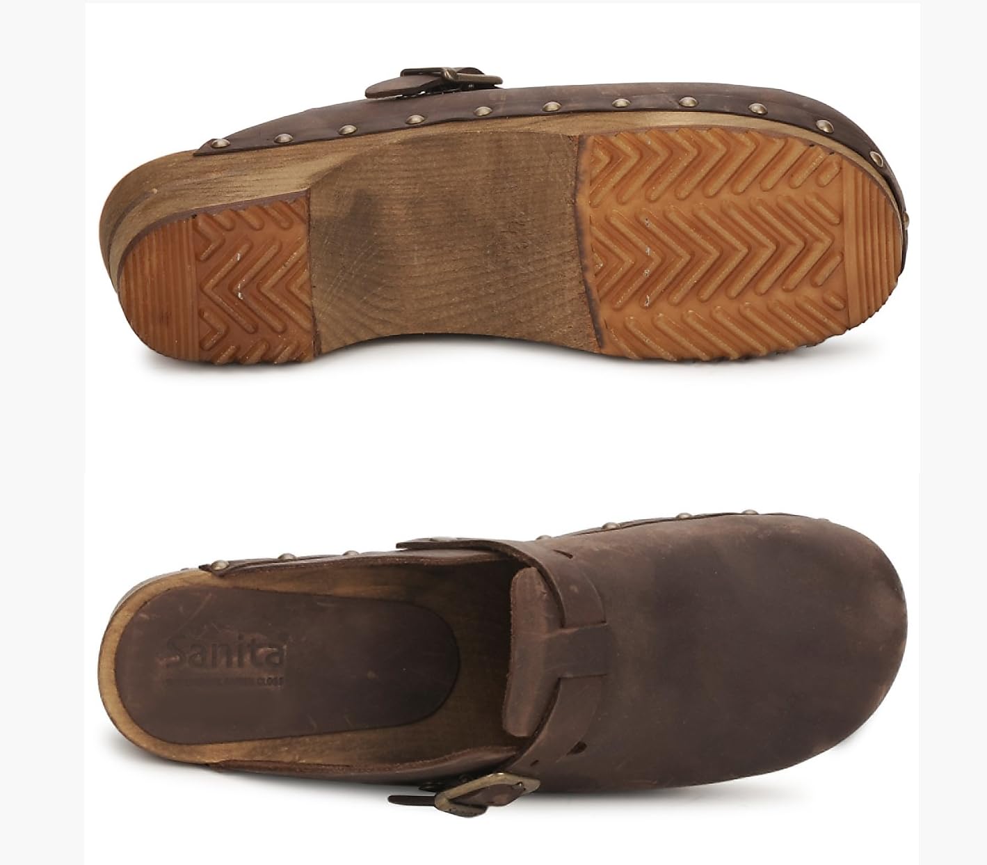 Sanita, Wood-Kristel Open Oil Leather, Scarpe Sandali Zoccoli Medici Moda Casual Fashion Medical Clogs